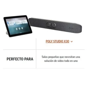 Barra de Video Poly Studio X30 All-In-One con Control TC8 y Poly+ 1 Año – Videoconferencia 4K para Salas de Reunión