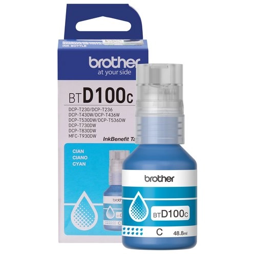 Brother BTD100C Botella de Tinta Cián Ultra Alto Rendimiento - Imprime hasta 5.000 páginas sin interrupciones - Imagen 1